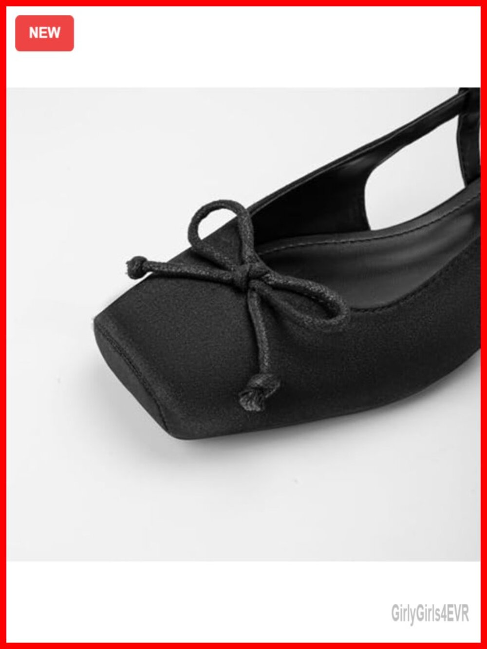 Satin Slingback Ballet Flats Square Toe Bow Knit Dressy - Picture 3 of 6